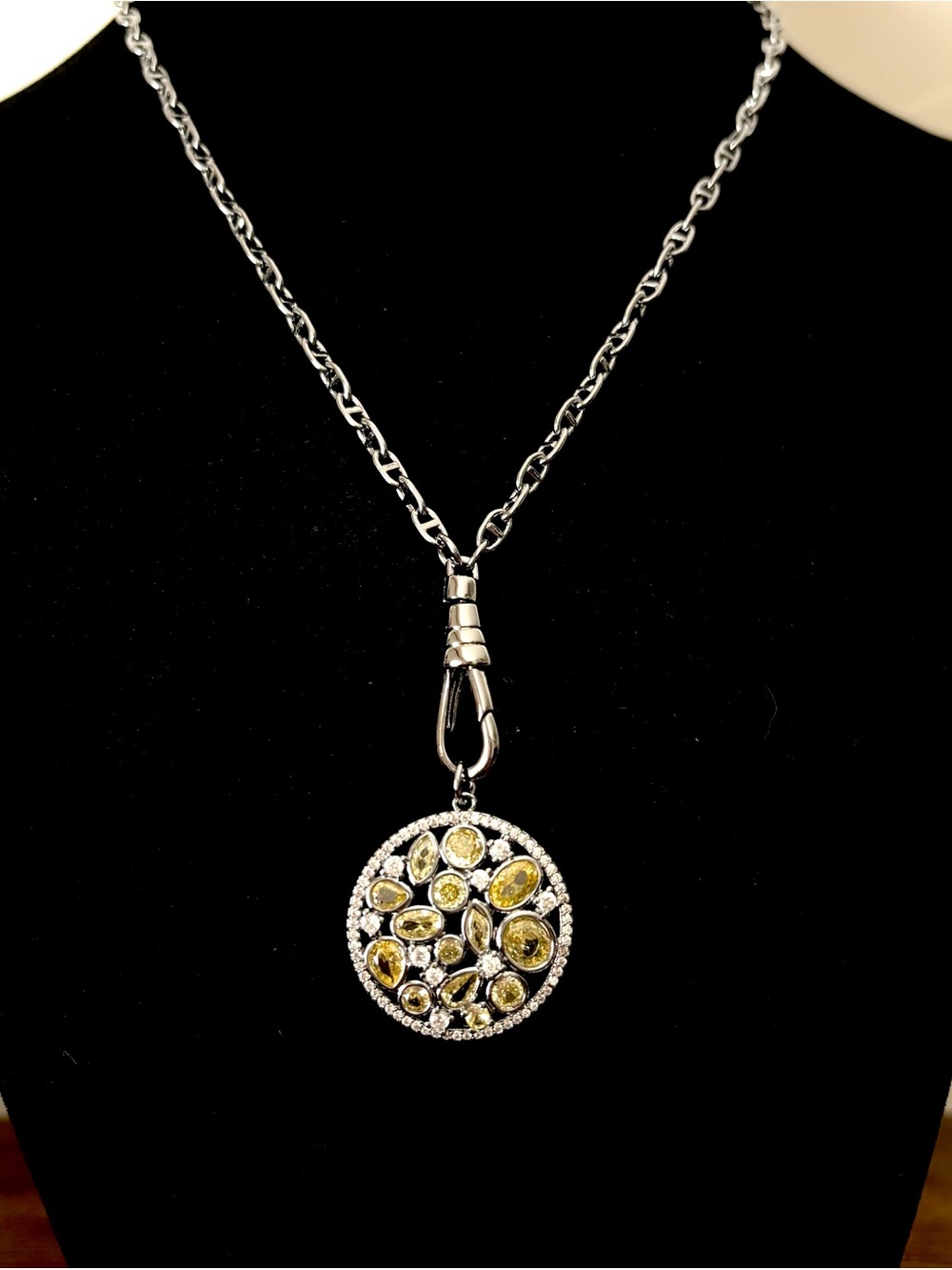 Bomb Party Citrine on hematite necklace